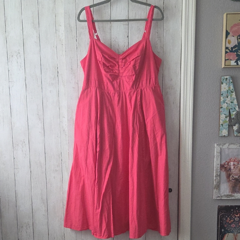 Torrid Pink/Coral Sweetheart Neck Midi Dress